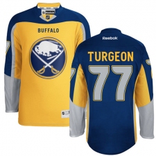 Women's Reebok Buffalo Sabres #77 Pierre Turgeon Authentic Gold Third NHL Jersey