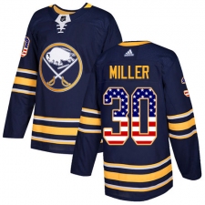 Men's Adidas Buffalo Sabres #30 Ryan Miller Authentic Navy Blue USA Flag Fashion NHL Jersey