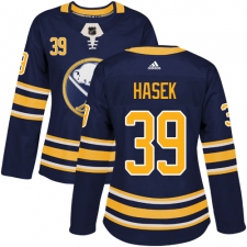 Women's Adidas Buffalo Sabres #39 Dominik Hasek Authentic Navy Blue Home NHL Jersey