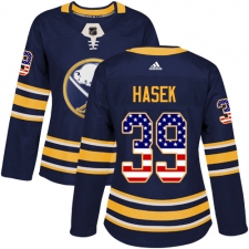 Women's Adidas Buffalo Sabres #39 Dominik Hasek Authentic Navy Blue USA Flag Fashion NHL Jersey