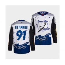 Men's Tampa Bay Lightning #91 Steven Stamkos White 2022 Reverse Retro Stitched Jersey