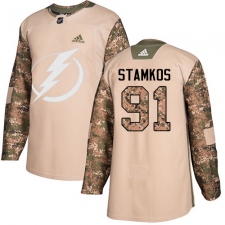 Youth Adidas Tampa Bay Lightning #91 Steven Stamkos Authentic Camo Veterans Day Practice NHL Jersey