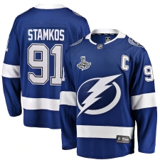 Youth Tampa Bay Lightning #91 Steven Stamkos Fanatics Branded Blue Home 2020 Stanley Cup Champions Breakaway Jersey