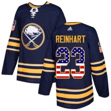 Men's Adidas Buffalo Sabres #23 Sam Reinhart Authentic Navy Blue USA Flag Fashion NHL Jersey