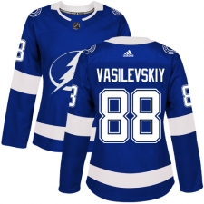 Women's Adidas Tampa Bay Lightning #88 Andrei Vasilevskiy Authentic Royal Blue Home NHL Jersey