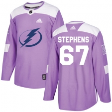Men's Adidas Tampa Bay Lightning #67 Mitchell Stephens Authentic Purple Fights Cancer Practice NHL Jersey