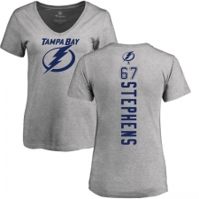 NHL Women's Adidas Tampa Bay Lightning #67 Mitchell Stephens Ash Backer T-Shirt