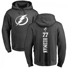 NHL Adidas Tampa Bay Lightning #77 Victor Hedman Charcoal One Color Backer Pullover Hoodie