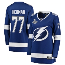 Women's Tampa Bay Lightning #77 Victor Hedman Fanatics Branded Blue Home 2020 Stanley Cup Champions Breakaway Jersey