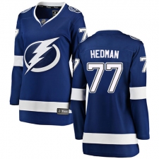 Women's Tampa Bay Lightning #77 Victor Hedman Fanatics Branded Royal Blue Home Breakaway NHL Jersey