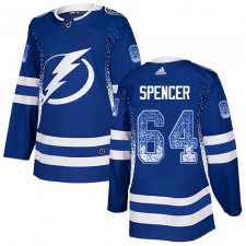 Men's Adidas Tampa Bay Lightning #64 Matthew Spencer Authentic Blue Drift Fashion NHL Jersey