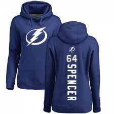 NHL Women's Adidas Tampa Bay Lightning #64 Matthew Spencer Royal Blue Backer Pullover Hoodie