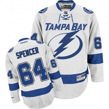 Women's Reebok Tampa Bay Lightning #64 Matthew Spencer Authentic White Away NHL Jersey