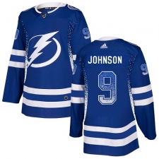 Men's Adidas Tampa Bay Lightning #9 Tyler Johnson Authentic Blue Drift Fashion NHL Jersey