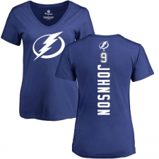 NHL Women's Adidas Tampa Bay Lightning #9 Tyler Johnson Royal Blue Backer T-Shirt