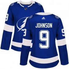 Women's Adidas Tampa Bay Lightning #9 Tyler Johnson Authentic Royal Blue Home NHL Jersey