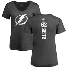 NHL Women's Adidas Tampa Bay Lightning #62 Andrej Sustr Charcoal One Color Backer T-Shirt