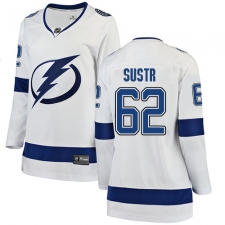 Women's Tampa Bay Lightning #62 Andrej Sustr Fanatics Branded White Away Breakaway NHL Jersey
