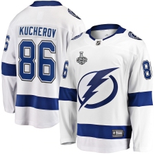 Men's Tampa Bay Lightning #86 Nikita Kucherov Fanatics Branded White 2020 Stanley Cup Final Bound Away Player Breakaway Jersey