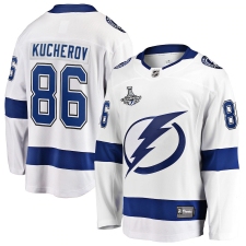 Men's Tampa Bay Lightning #86 Nikita Kucherov Fanatics Branded White Away 2020 Stanley Cup Champions Breakaway Jersey