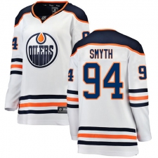 Women's Edmonton Oilers #94 Ryan Smyth Authentic White Away Fanatics Branded Breakaway NHL Jersey
