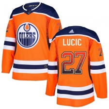 Men's Adidas Edmonton Oilers #27 Milan Lucic Authentic Orange Drift Fashion NHL Jersey