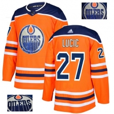 Men's Adidas Edmonton Oilers #27 Milan Lucic Authentic Orange Fashion Gold NHL Jersey