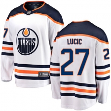 Men's Edmonton Oilers #27 Milan Lucic Fanatics Branded White Away Breakaway NHL Jersey