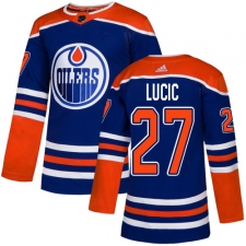 Youth Adidas Edmonton Oilers #27 Milan Lucic Authentic Royal Blue Alternate NHL Jersey