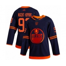 Men's Edmonton Oilers #93 Ryan Nugent-Hopkins Authentic Navy Blue Alternate Hockey Jersey