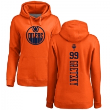 NHL Women's Adidas Edmonton Oilers #99 Wayne Gretzky Orange One Color Backer Pullover Hoodie