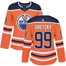 Women's Adidas Edmonton Oilers #99 Wayne Gretzky Authentic Orange Home NHL Jersey