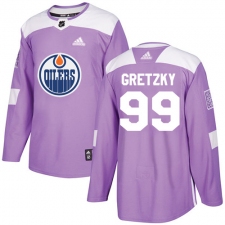 Youth Adidas Edmonton Oilers #99 Wayne Gretzky Authentic Purple Fights Cancer Practice NHL Jersey