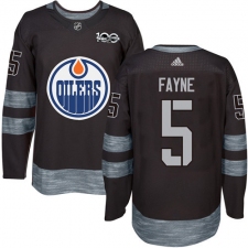 Men's Adidas Edmonton Oilers #5 Mark Fayne Authentic Black 1917-2017 100th Anniversary NHL Jersey