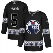 Men's Adidas Edmonton Oilers #5 Mark Fayne Authentic Black Team Logo Fashion NHL Jersey