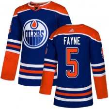 Men's Adidas Edmonton Oilers #5 Mark Fayne Premier Royal Blue Alternate NHL Jersey