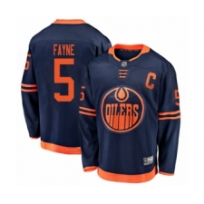 Men's Edmonton Oilers #5 Mark Fayne Authentic Navy Blue Alternate Fanatics Branded Breakaway Hockey Jersey