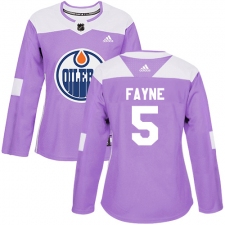 Women's Adidas Edmonton Oilers #5 Mark Fayne Authentic Purple Fights Cancer Practice NHL Jersey