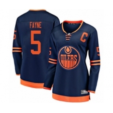 Women's Edmonton Oilers #5 Mark Fayne Authentic Navy Blue Alternate Fanatics Branded Breakaway Hockey Jersey