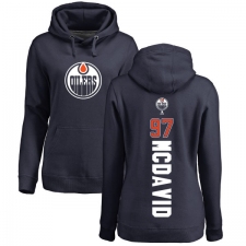 NHL Women's Adidas Edmonton Oilers #97 Connor McDavid Navy Blue Backer Pullover Hoodie
