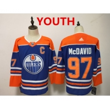 Youth Edmonton Oilers #97 Connor McDavid Royal Blue With Orange Home Hockey Stitched NHL Jersey