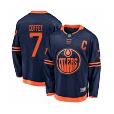 Men's Edmonton Oilers #7 Paul Coffey Authentic Navy Blue Alternate Fanatics Branded Breakaway Hockey Jersey