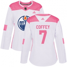 Women's Adidas Edmonton Oilers #7 Paul Coffey Authentic White/Pink Fashion NHL Jersey