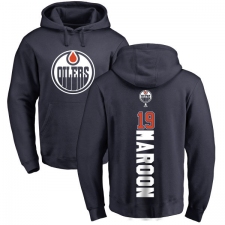NHL Adidas Edmonton Oilers #19 Patrick Maroon Navy Blue Backer Pullover Hoodie