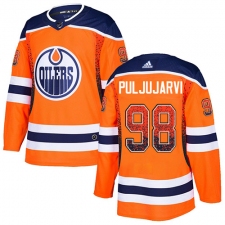 Men's Adidas Edmonton Oilers #98 Jesse Puljujarvi Authentic Orange Drift Fashion NHL Jersey