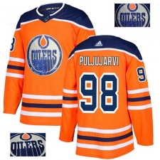 Men's Adidas Edmonton Oilers #98 Jesse Puljujarvi Authentic Orange Fashion Gold NHL Jersey