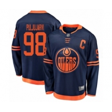 Men's Edmonton Oilers #98 Jesse Puljujarvi Authentic Navy Blue Alternate Fanatics Branded Breakaway Hockey Jersey