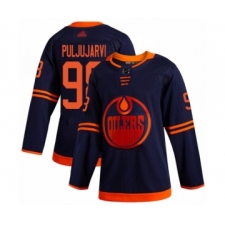 Men's Edmonton Oilers #98 Jesse Puljujarvi Authentic Navy Blue Alternate Hockey Jersey