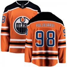 Men's Edmonton Oilers #98 Jesse Puljujarvi Fanatics Branded Orange Home Breakaway NHL Jersey
