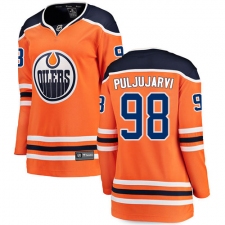 Women's Edmonton Oilers #98 Jesse Puljujarvi Fanatics Branded Orange Home Breakaway NHL Jersey